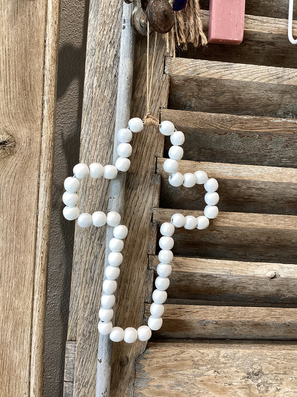 White Beaded Cross Ornament