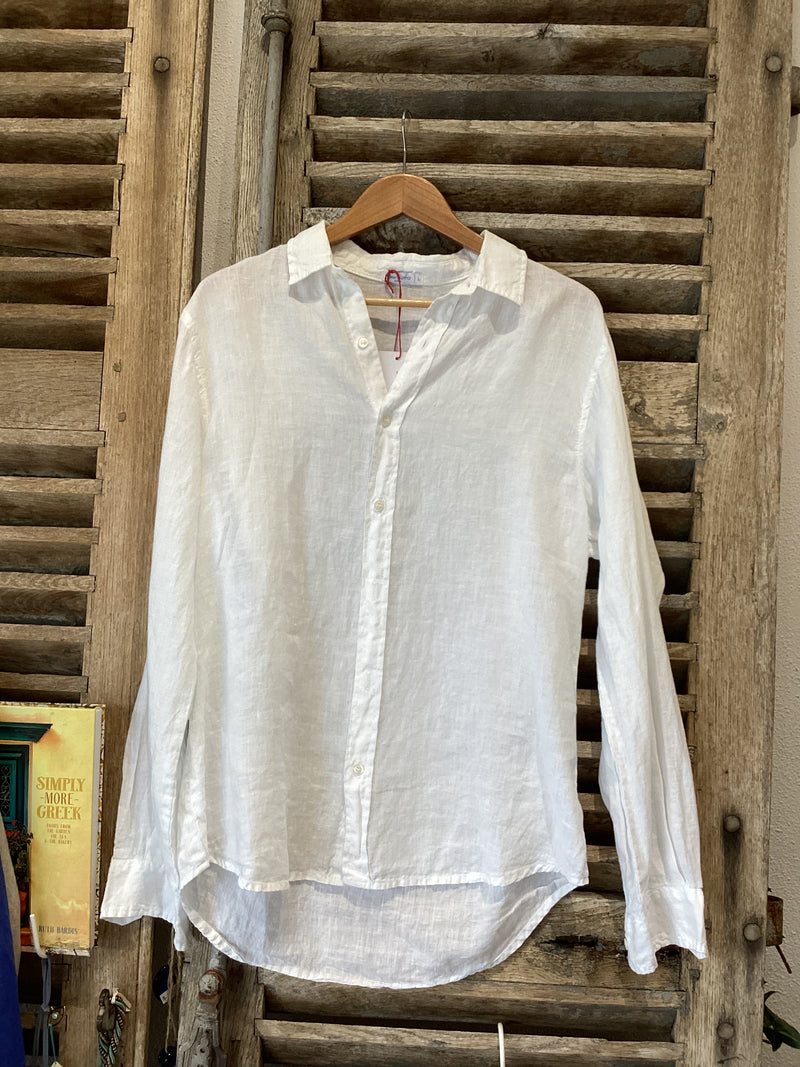 Men’s Long Sleeve Linen Shirt - White