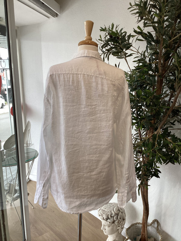 Men’s Long Sleeve Linen Shirt - White