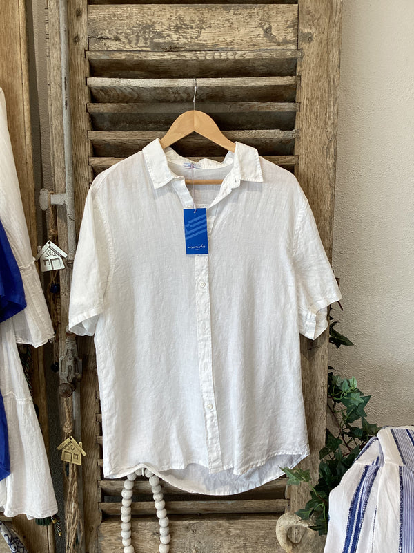 Men’s Short Sleeve Linen Shirt - White